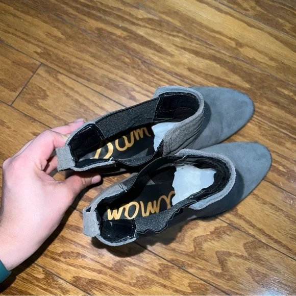 Sam Edelman Gray Suede Chunky Heeled Ankle Booties Size 9.5 - Picture 6 of 10